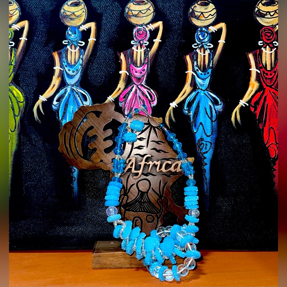 Handmade African Crystalized Beaded Jewelry Set.